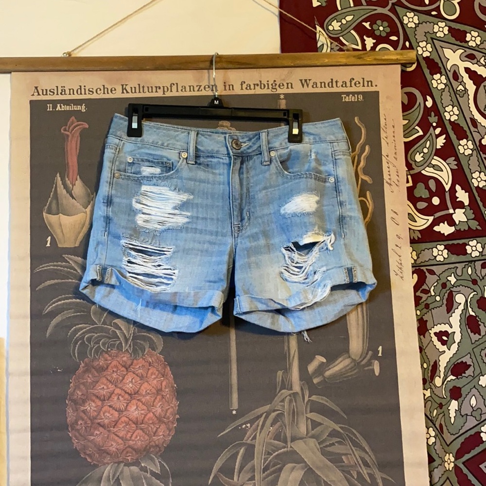 American Eagle Boy Midi Distressed Shorts